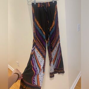 Bohemian Wide-Leg Pants with Geometric Patterns